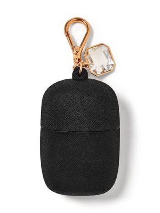 Bath & Body Works Accessories - Bath & Body Works Black Pocketbac Holder Keychain with Gold Clip and Clear Jewel